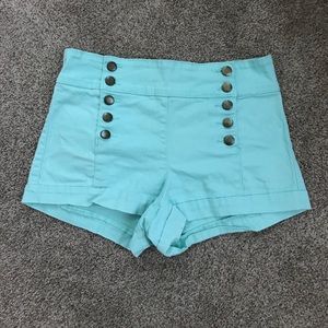 Mint blue high waisted shorts